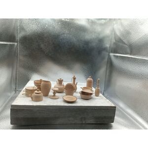 12 mini wooden kitchen implements